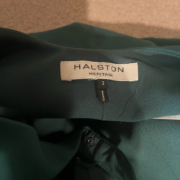HALSTON HERITAGE Silk Faille Tulip DRESS Size 2  Green NORDSTROM - Picture 6 of 7